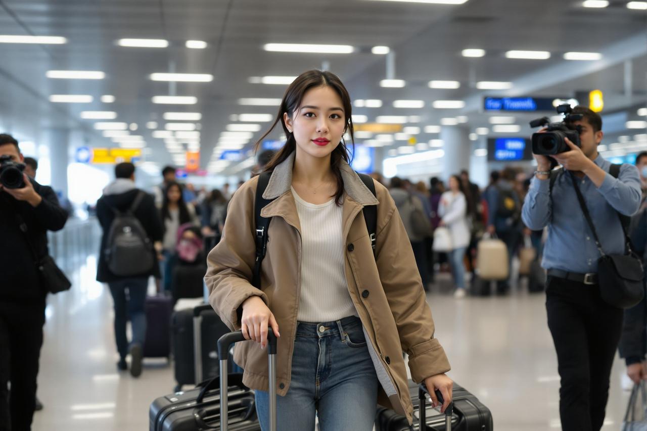 某女星机场生图流出，素颜状态引网友热议